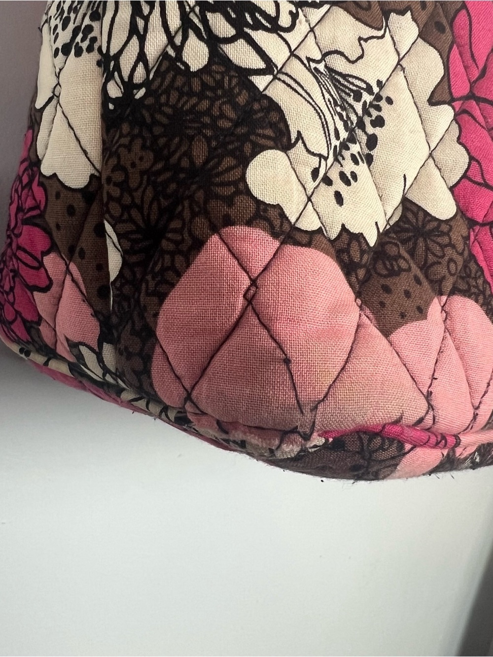 Vera Bradley Pink Floral Quilted Tote Bag Shoulder Purse Zip Top - Picture 5 of 17